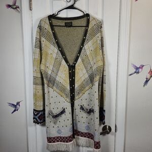 Icelandic Design Folk Nordic Merino Wool Cardigan Size L